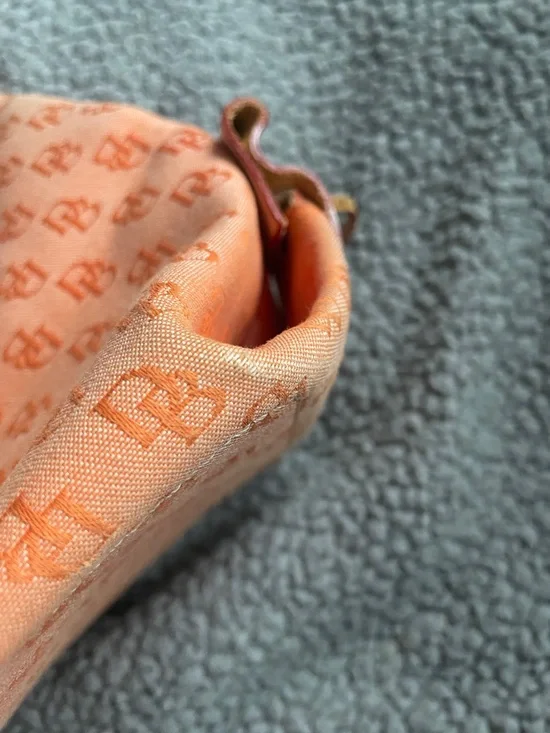 Dooney & Bourke Coral Orange Logo Tote with Tassel Drawstring - Picture 8 of 16